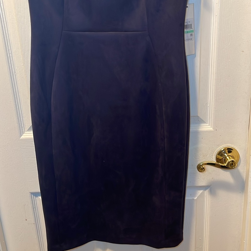 Calvin Klein women’s tulip sleeved suede navy above the knee sheath dress size 8 - Picture 7 of 11